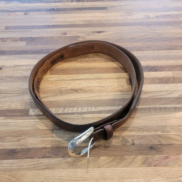 Silver Creek Classics Brown Leather Belt w Silver Hardware C70285 - Picture 4 of 12